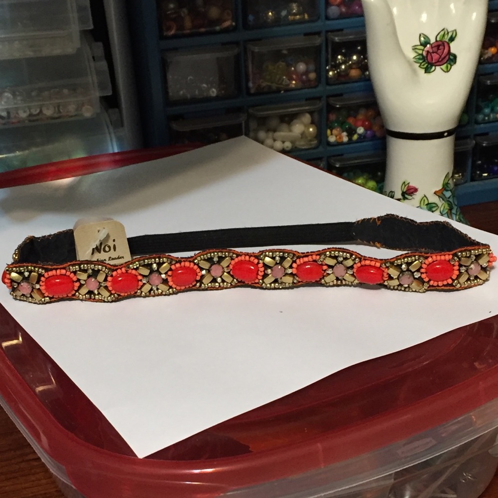 Noi red, pink, and gold headband